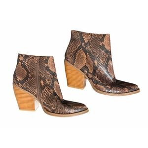 Steve Madden Julianne Snake Python Skin Ankle Boots Block Heel Shoes Size 10 NEW